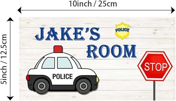 Personalized Name's Police car & sign decor design Nursery Kid's Children's Girls Bedroom Door Sign Wood Plaque Sign Wall Decor Gift