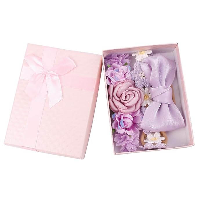 OOSAKU Baby Girl Flower Headbands Set Elastic Floral Headbands 6pcs Soft Nylon Hair Band for Newborn Toddler Hair Accessories (XKFD008)