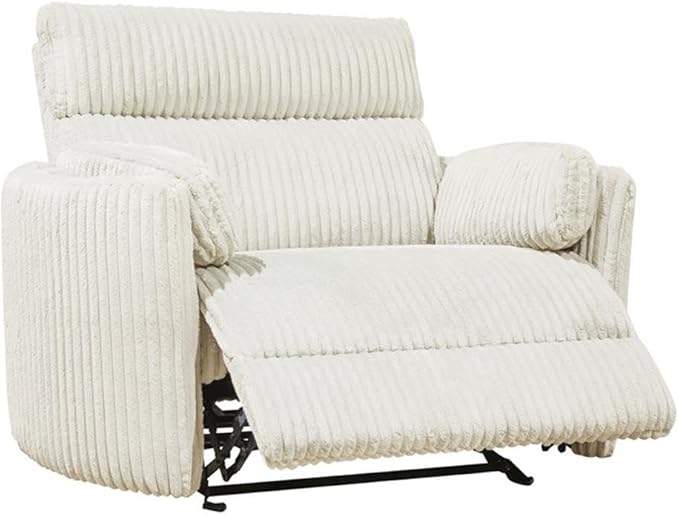 Pemberly Row Mega Ivory XL Extra Wide Power Glider Recliner (Set of 2) with USB Charging Ports and 2 Comfort Pillows for Living Room