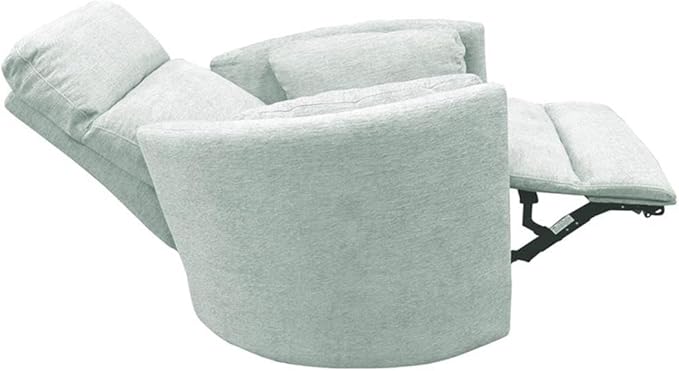Pemberly Row Fabric Power Swivel Glider Recliner Chair in Green with USB Charging Ports and 2 Comfort Pillows for Living Room