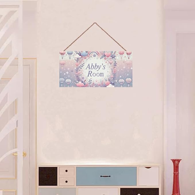 Personalized Name Vintage Heart Sign For Girls Room Baby Nursery Door Wood Plaque Hanging Wall Art Decor For Kids Bedroom Nursery Home Kitchen Garden Yard Wall Club