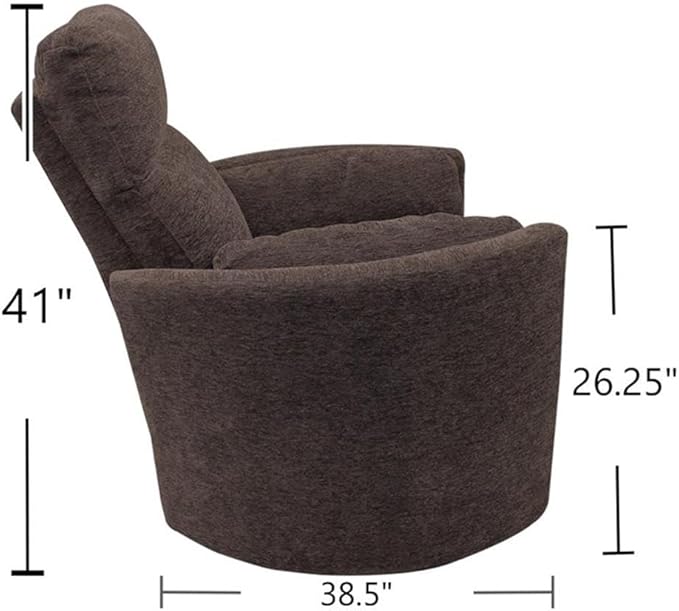 Pemberly Row Polyester Power Swivel Glider Recliner in Brown with USB Charging Ports and 2 Comfort Pillows for Living Room