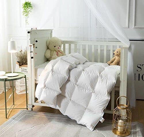 Continental Bedding Toddler Comforter, 100% White Goose Down Duvet Insert, Sleep Blanket with Cotton Shell, Fits Standard Crib, Toddler Bed, 39x47 Inches, White