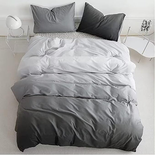 Houseri White Grey Gradient Duvet Cover Twin Dark Grey Bedding Duvet Cover Sets Extra Soft Comfy Light Grey Ombre Duvet Covers Twin Size
