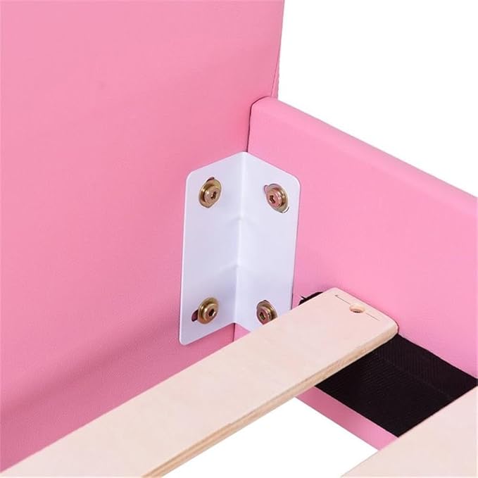Pemberly Row Plywood PU Upholstered Platform Kids Princess Toddler Bed in Pink