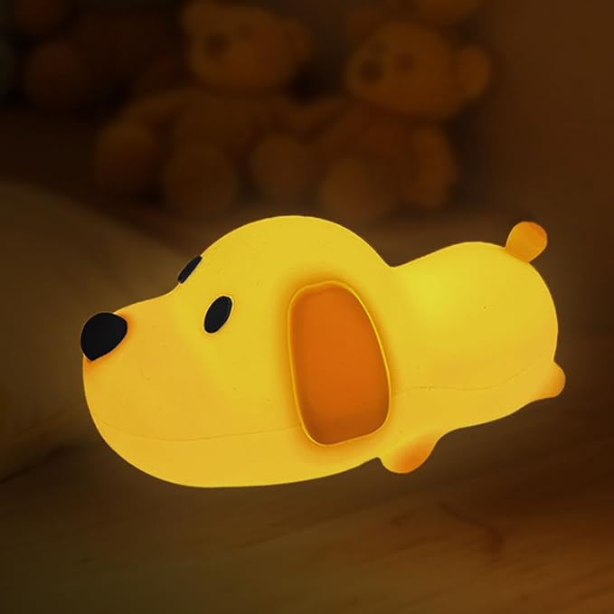 Cute Dog Night Light, Squishy Silicone Dog Lamp for Kids Dimmable Nursery Puppy Kawaii Lamps, Rechargeable Touch Control Night Light for Kids Adults Boys Girls, Used for Camping Room Decor