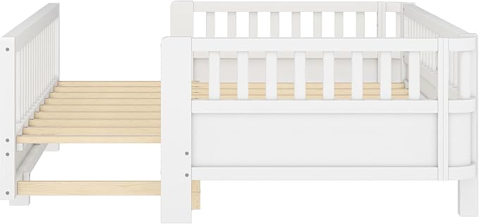 Bellemave Queen Floor Bed or Twin XL Montessori Floor beds for Kids, Twin XL Can Be Converted into a Queen Platform Bed, White