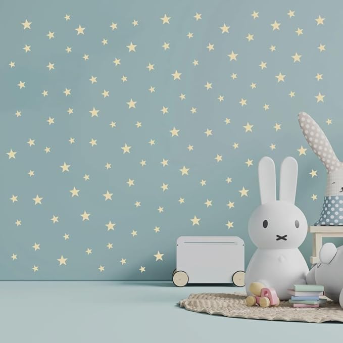 Wall Decals for Kids Room (Beige, Mix Star 112 Pcs)
