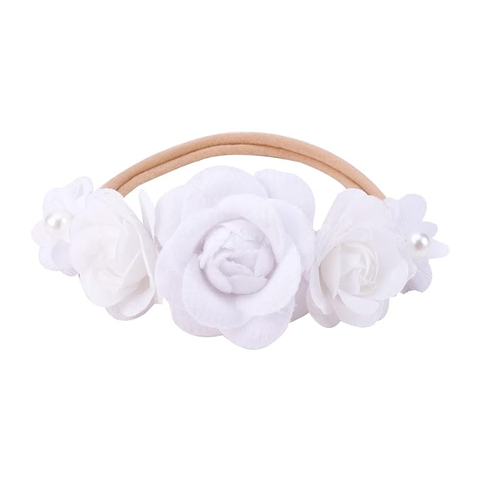 Baby Girl Floral Headband Nylon Flower Crown Elastic Hairband 3pcs Hair Accessories Gift for Girls，stretchy size 3pcs/set