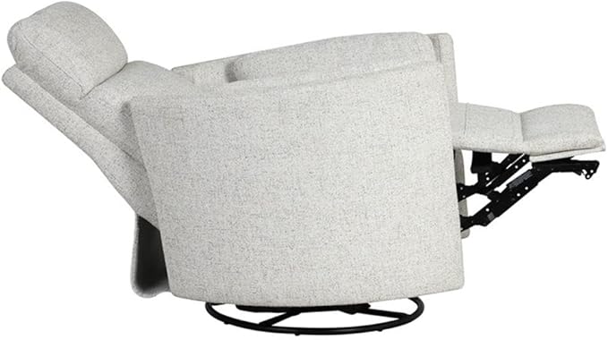 Pemberly Row Fabric Power Swivel Glider Recliner in Fossil Finish with USB Charging Ports and 2 Comfort Pillows for Living Room