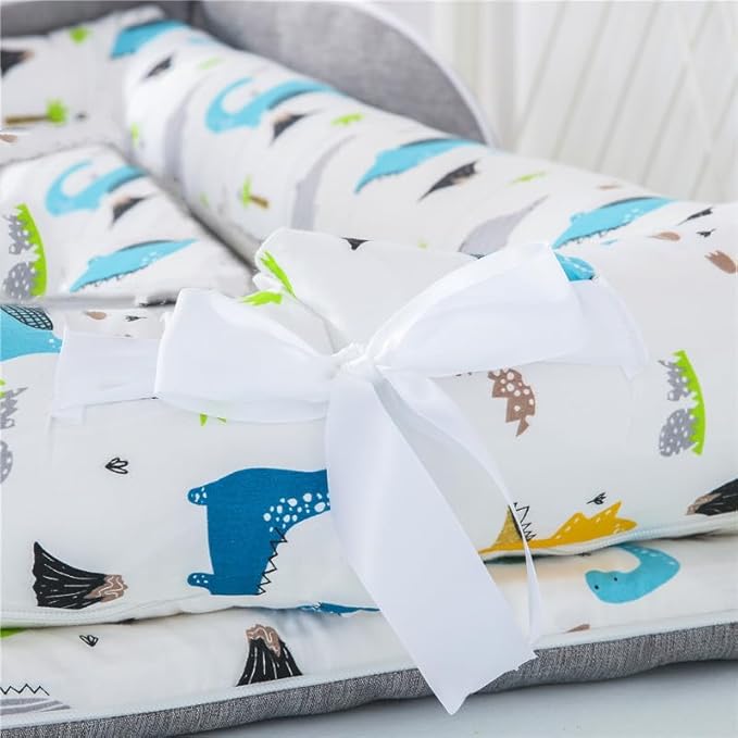 Baby Lounger Play Mat for Tummy Time,Baby Lounger for Newborn Awake-Time Pad,Portable Newborn Babies Essentials Gifts 0-24 Months Home or Travel (Long Necked Dragon)