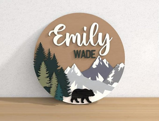 Personalized Name Sign for Kids Room - Custom Wood Sign Bear Custom Name Sign Baby Room Decor, Signs for Kids Room Wall Decor