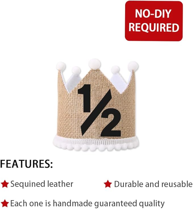 1/2 st Birthday Hat, Birthday Party Decorations, Kids Party Props Shooting, Party Supplies