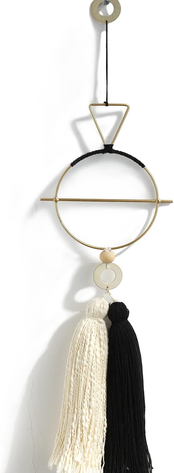 IOWER Boho Wall Decor Gold And Black Macrame Wall Decor Brass Wall Art Cute Home hanging Wall Decor For Living Room 15.7" H