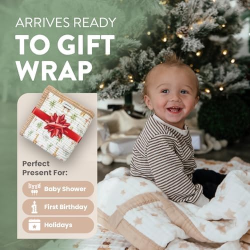 Organic Cotton Muslin Baby Blanket for Boys and Girls - Luxurious Soft Toddler Quilt for Swaddling - Gender Neutral Blanket - Baby and Toddler Gift - Bright Dot