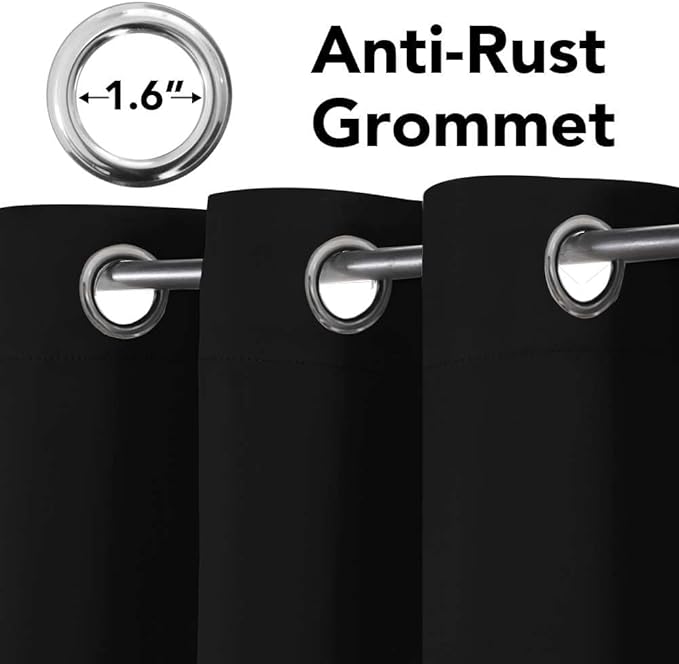 H.VERSAILTEX Blackout Curtains for Bedroom Thermal Insulated Room Darkening Living Room Curtains 84 Inch Long Grommet Privacy Protection Window Curtain Panels/Drapes for Nursery, 2 Panels,Jet Black