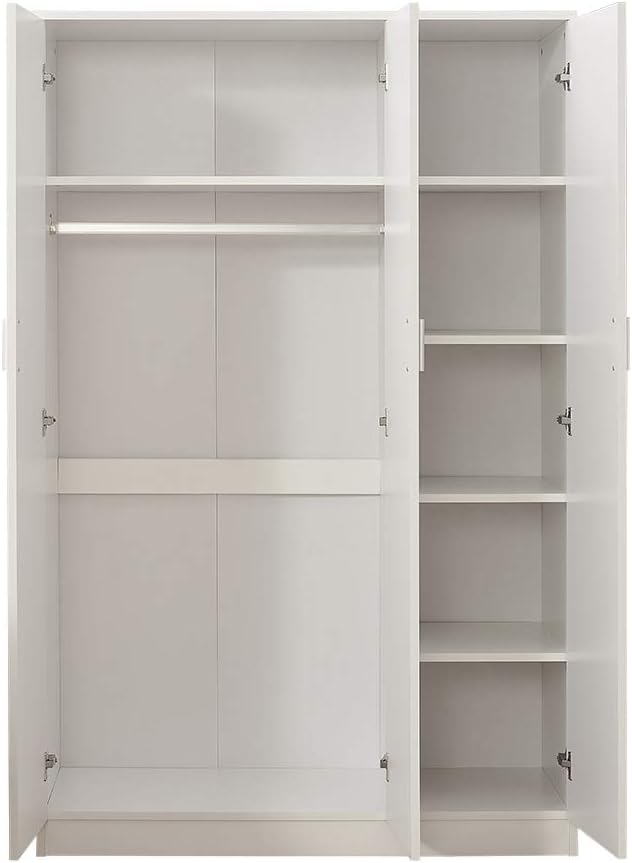 Panana 3 Door Wardrobe, Armoires with Storage Shelves and Hanging Rail Clothes Storage Cabinet for Bedroom