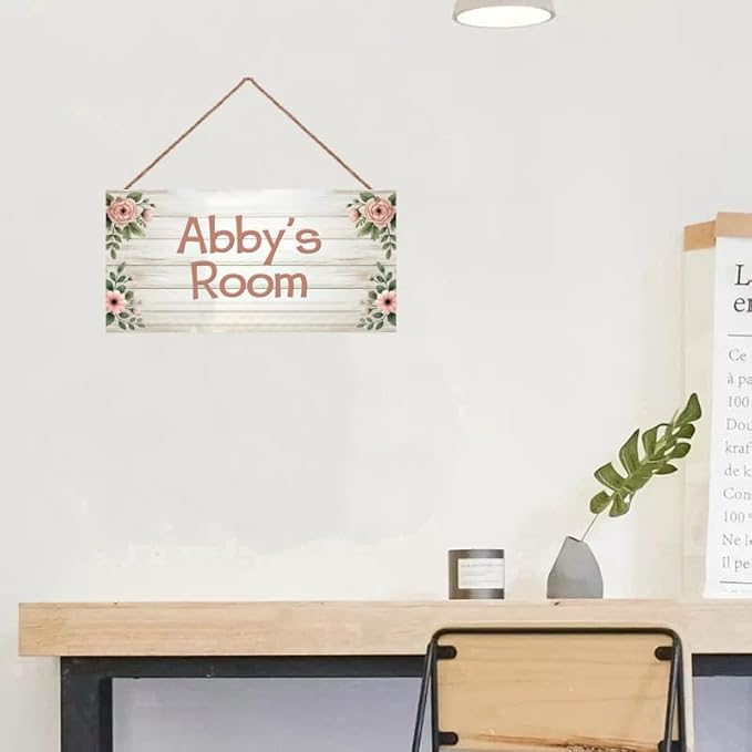 Personalized Door Sign Flowers Girls Bedroom Nursery Personalized Name Wooden Sign Décor For Kids Room