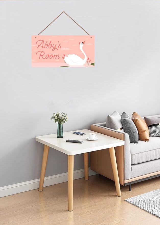 Personalized Swan Queen Sign For Girls Room Bedroom Custom Name Cute Animal Theme Kids Toddler Baby Nursery Door Plaque Pink Wall Art Decor For Little Man Cave