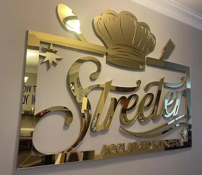 Custom Gold Acrylic Logo Sign for Business Salon or Office Wall Signage (Light gold)