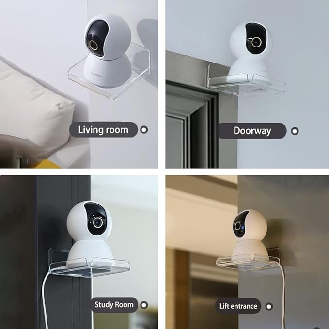 REQO Acrylic Floating Small Wall Shelves,Mini Wall Mounted Hanging Display Shelves, Universal Adhesive Shelf Easy to Install No Drill,for Security Cameras, Baby Monitors, Smart Speaker (1pcs)