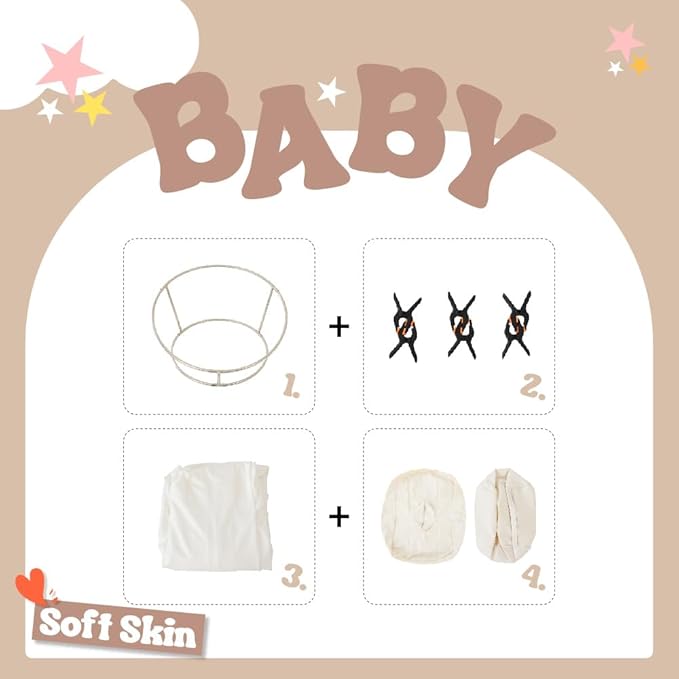 Kate Newborn Photography Props Stainless Steel Stand Set for Baby Photoshoot,Including Newborn Posing Beanbag(Unfilled), Elastic Fabric and 6 Clamps