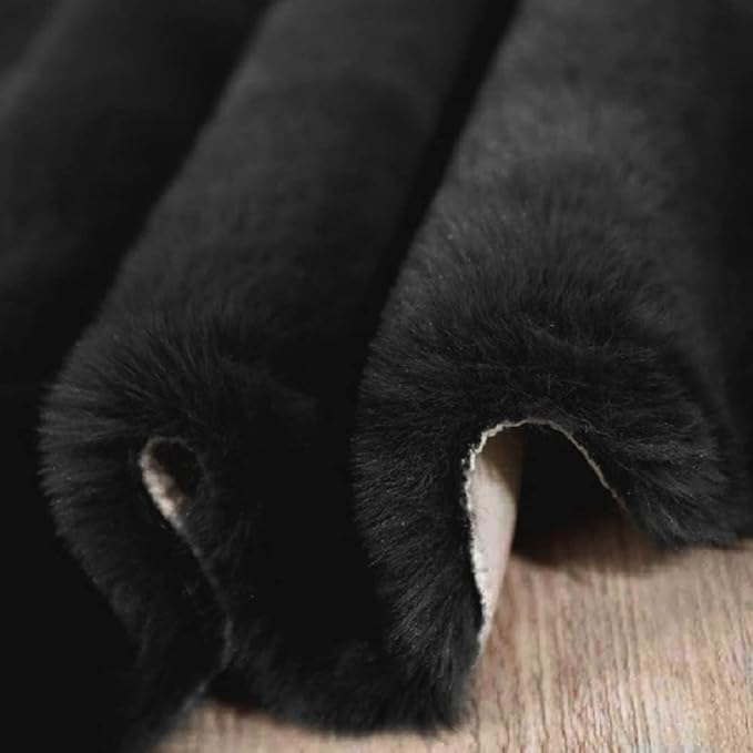Black Shag Washable Fluffy Fur Area Rugs for Bedroom Living Room Faux Rabbit Fur Nursery Rug 2x6 Cute Shaped Rug Room Décor