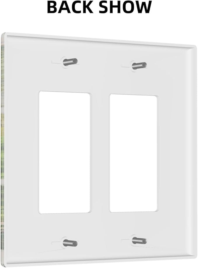 Mediterranean Greece Scene Flowers 2 Gang Double Rocker/Decora Light Switch Cover Decorative Wallplate Italian Town from Another Window Gfci Electrical Faceplate Home Bedroom Art Decor