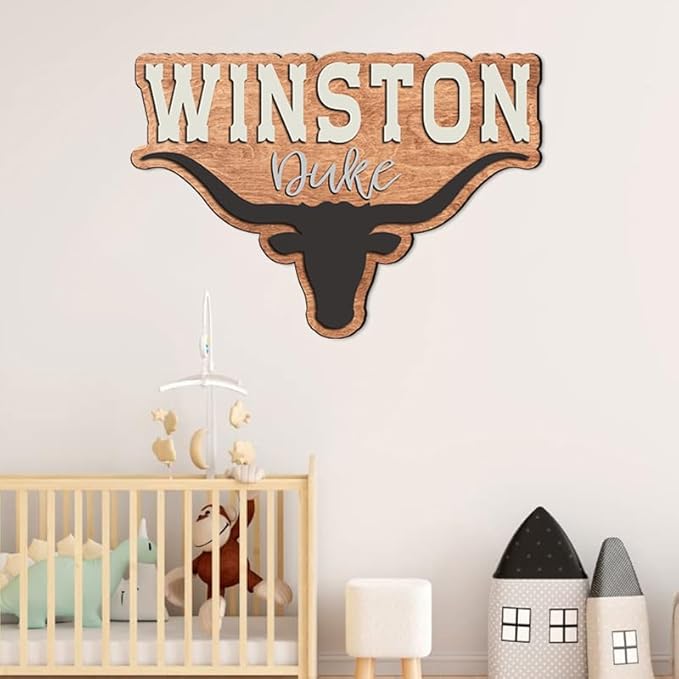 Personalized wooden nursery name sign, Western nursery decor, Custom Baby name sign for boys girls, Kids room decor, Door hanging gift/5