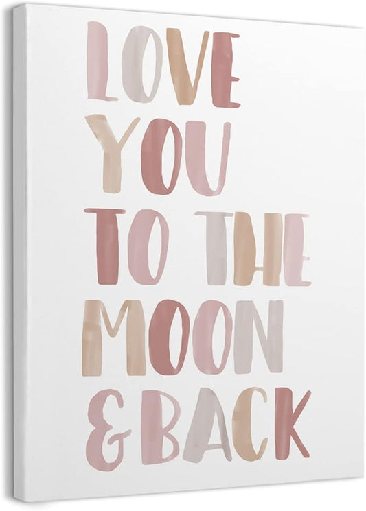 Love You to The Moon and Back Framed Canvas Wall Art Decor 11×14 inch, Neutral Nursery Love Quote Print Painting Artwork Home Wall Decoration For Home Bedroom Nursery Girls Room