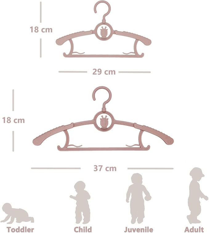 Baby Hangers for Closet, 360° Swivel Hook Kids Hanger, Non-Slip Baby Clothes Hangers, 30pcs Nude Pink Adjustable Toddler Hanger for Girl Boy Infant Kid Hangers, Space Saving