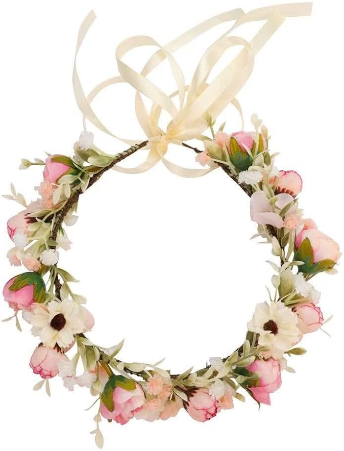 Floral Fall Camellia Flower Crown Rose Headpiece Wedding Bridal Flower Girl Halo Maternity Photo Props FL-03