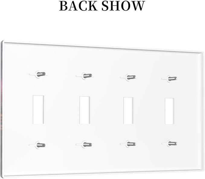 Light Switch Cover Colorful Starry Sky Black Forest Aurora 4 Gang Switch Plate Covers Quad Toggle Wall Plates Decorative Switchplate Electrical Faceplate for Bathroom Home Decor