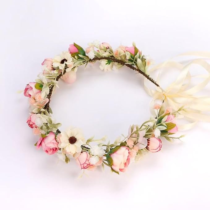 Floral Fall Camellia Flower Crown Rose Headpiece Wedding Bridal Flower Girl Halo Maternity Photo Props FL-03