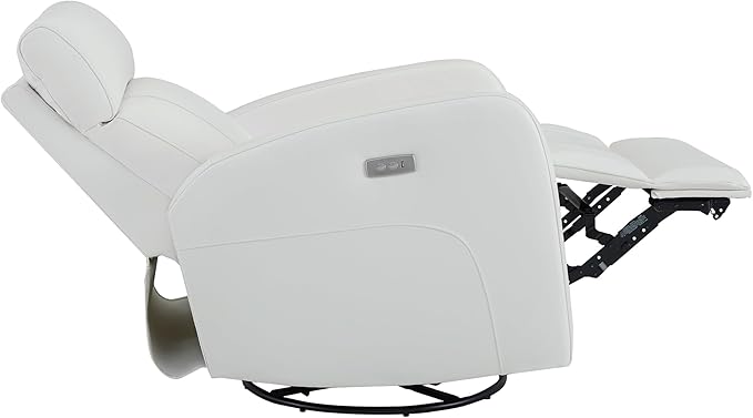 CHITA Genuine Leather Power Swivel Glider Recliner Chair, FSC Certified Double Layer Backrest Truck Armrest Recliner Chair Sofa for Living Room-White