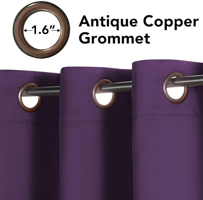 H.VERSAILTEX Window Treatment Blackout Thermal Insulated Room Darkening Solid Grommet Curtains/Drapes for Bedroom (Set of 2 Panels,52 by 63 Inch Long,Plum Purple)