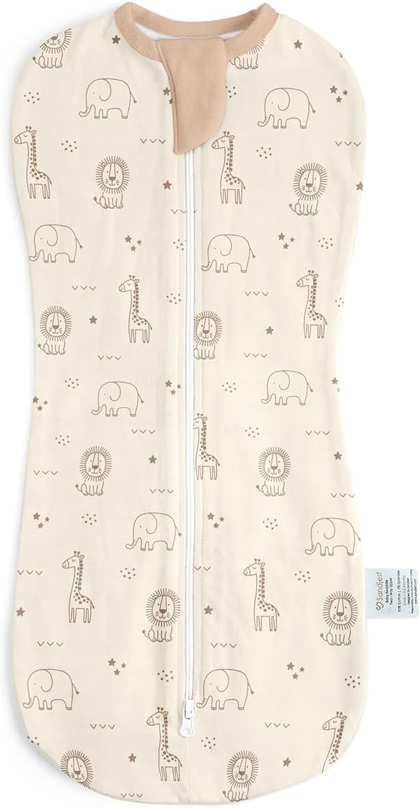 Baby Swaddle 0-2 Months, Cotton Arm-In Zipper Sleep Sack, Wearable Blankets Wrap for Newborn Infant Girls and Boys (Woodland Animal, Pack of 1)