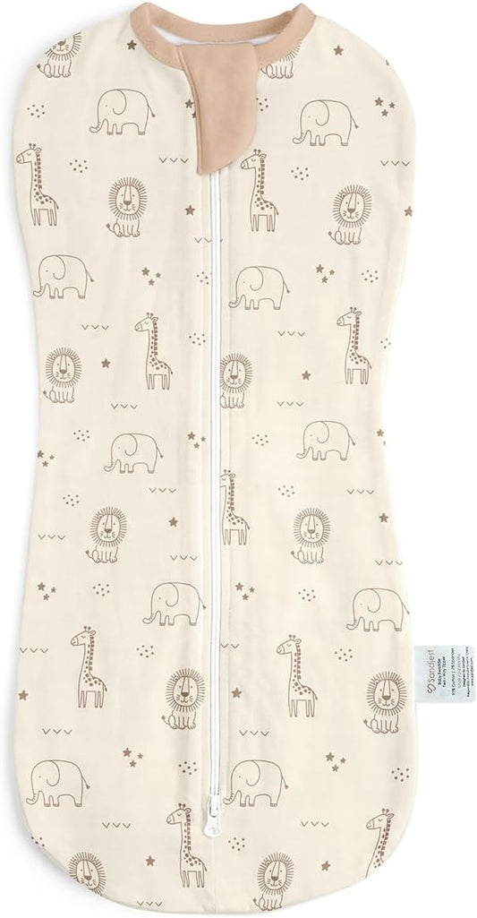 Baby Swaddle 0-2 Months, Cotton Arm-In Zipper Sleep Sack, Wearable Blankets Wrap for Newborn Infant Girls and Boys (Woodland Animal, Pack of 1)