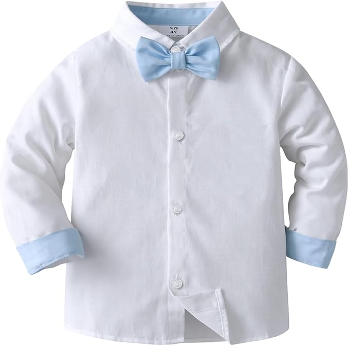 Baby Boys Pants Sets, Infant Long Sleeve Shirt + Pants + Bow Tie + Suspenders,Toddler Outfits