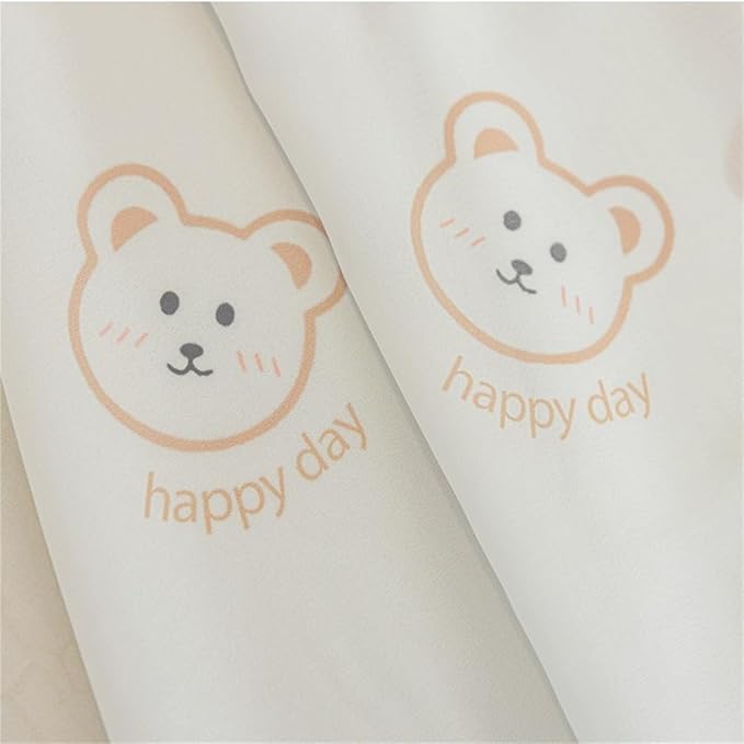 Cartoon Bears Kids Bedroom Sheer Curtains for Babys Room Living Room Grommet Top White Light-Filtering Print Bear Privacy Tulle Curtain for Nursery Baby Play Room 1 Panel (W78 L102 inch,White)