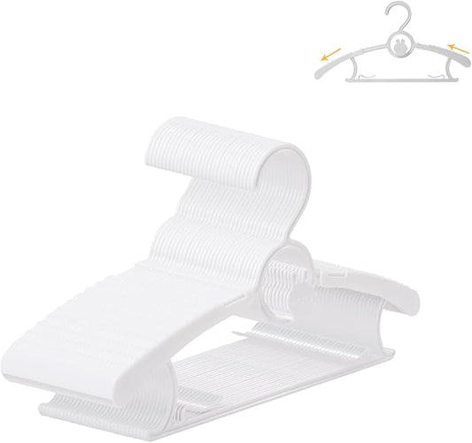 30 Pack Baby Hangers, 11"-14" Adjustable Infant Hangers, Non-Slip Kids Hanger, Space Saving Plastic Hanger for Girl Boy Toddler Kids Child (White)
