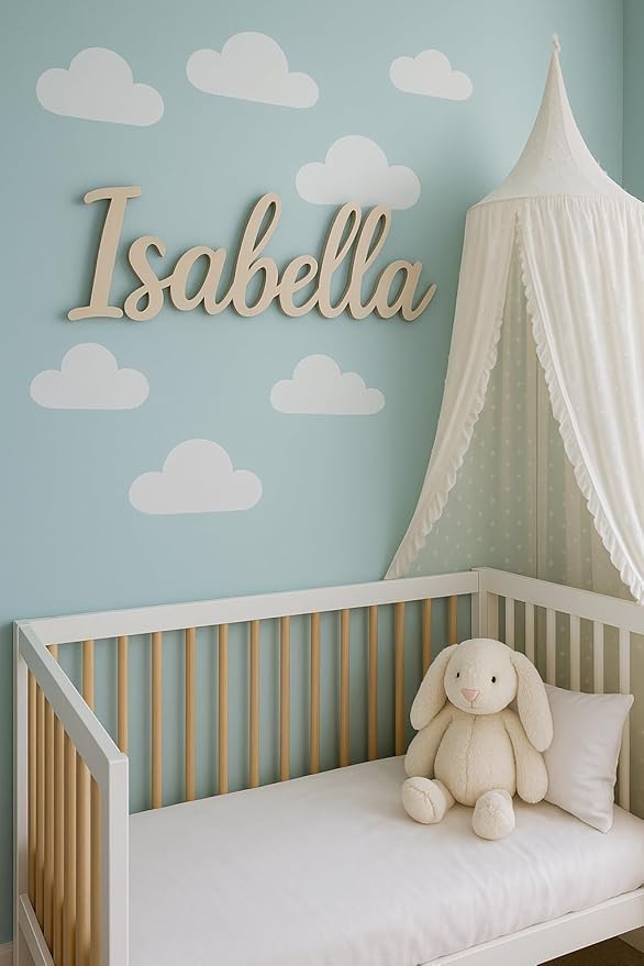 STRONGUS Personalized Wood Name Sign – Custom Nursery or Family Wall Décor – Baby Name Sign, Kids Room or Home Sign – Choose Font & Size – Rustic Wooden Gift (1rd line of text)