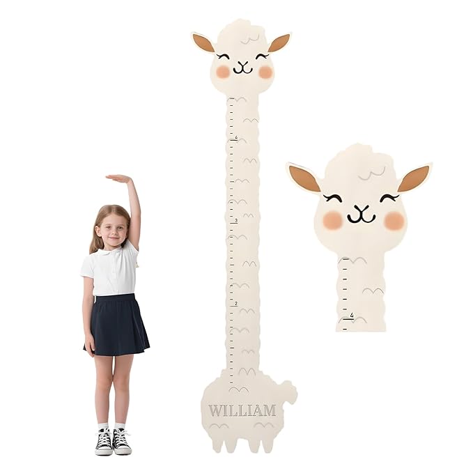 Personalized Wooden Llama Growth Chart Ruler,Custom Name Kids Height Measurement Wall Sticker,Kids Growth Chart Ruler Nursery Decor Toddler Kid Room Decoration
