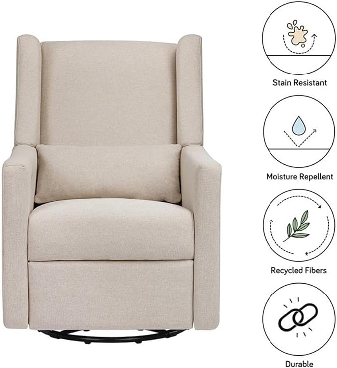 Babyletto Kiwi Electronic Power Recliner and Swivel Glider with USB Port in Performance Beach Eco-Weave, Water Repellent & Stain Resistant, Greenguard Gold and CertiPUR-US Certified