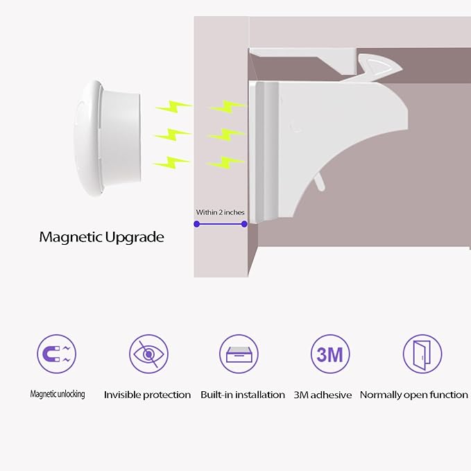 (12 Locks + 3 Keys) Withletune Child Safety Magnetic Cabinet Locks - Child Safety Drawer Lock, Suitable for Kitchens, cabinets, and Storage cabinets - no Drilling Required, Adhesive Installation.