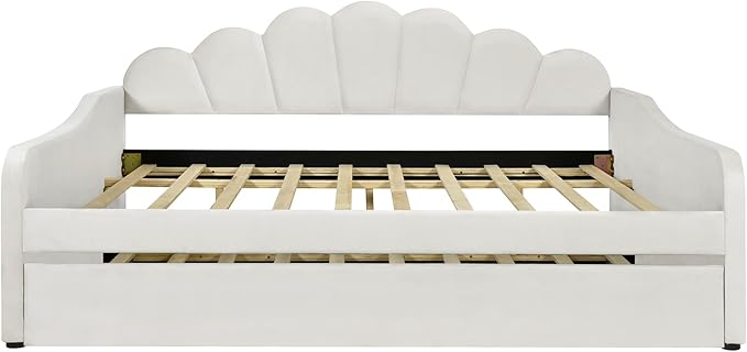 Bellemave Full Size daybed with Trundle for Adults, Kids, Girls, Teens, Full Size daybed with Trundle for Living Room, Velvet, Beige