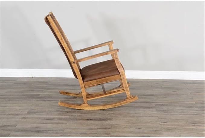 Pemberly Row Set of 2 Farmhouse Mindi Wood Rocking Chair in Rustic Oak