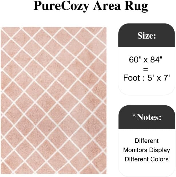 5x7 Checkered Rug for Living Room Pink and White Modern Soft Area Rug Fluffy Non-Slip Carpet for Bedroom Playroom Home Aesthetic Decor