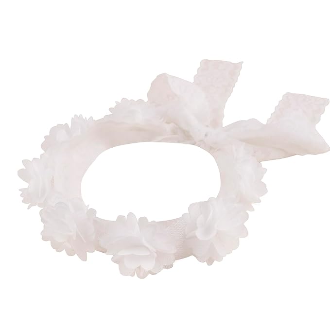 Baby Girl Flower Hair Bows Nylon Headbands, 6PCS Stretchy Soft Floral Hairbands Crown, Handmade Hair Accessories for Newborn Infant Toddler