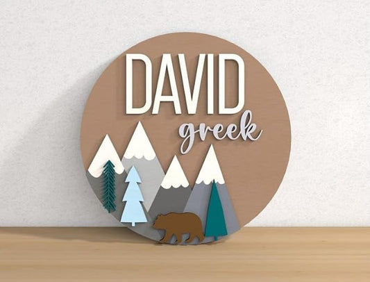 Personalized Wooden Name Sign for Nursery -Bear Custom Name Sign Baby Room Decor, Signs for Kids Room Wall Decor, Gift for Baby Shower, Newborn